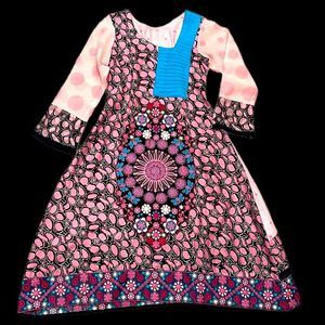 Indie Salwar Polka Dot and Embroidered Dress